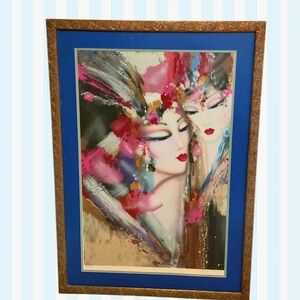 Elegant Abstract Portrait with Blue Frame